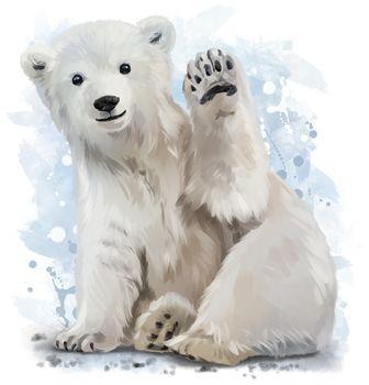 Obraz przedstawiający małego niedźwiedzia polarnego