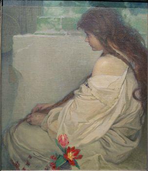 Girl with tulips, Alfons Mucha
