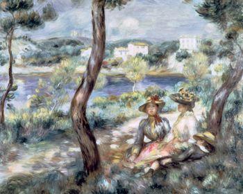 Young woman and a boy in a landscape, Auguste Renoir