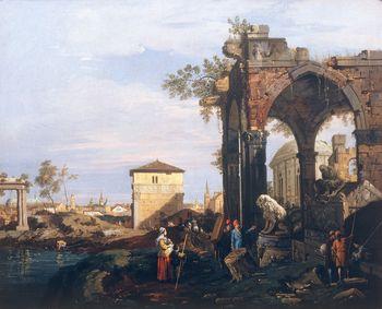 Capriccio with Ruins and Porta Portello, Padua, Canaletto