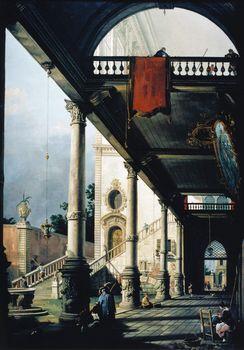 Colonnade and courtyard, Canaletto