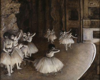 Próba baletowa na scenie, Degas