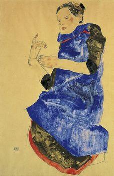 Dziewczyna w niebieskim fartuchu, Schiele