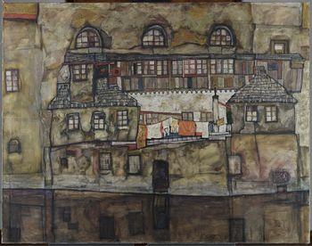House Wall on the River, Schiele