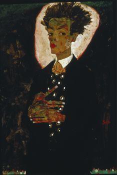 Self portrait with vest, Schiele