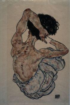 Woman with clasped hand, Schiele