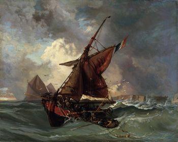 Ships in a stormy sea, Delacroix