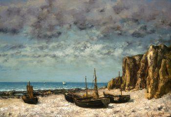 Boats on a beach, Courbet