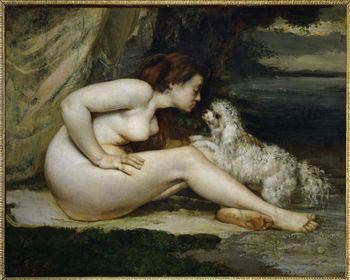Nude woman with a dog, Courbet