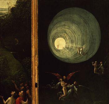 Wizje zaświatów, Wzniesienie błogosławionych do raju, fragment, Hieronim Bosch