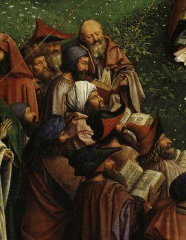 Ołtarz Gandawski, Adoracja Mistycznego Baranka, detal 2, Jan van Eyck