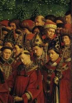 Ołtarz Gandawski, Adoracja Mistycznego Baranka, Papieże i biskupi, detal, Jan van Eyck