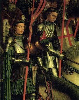 Ołtarz Gandawski, Rycerze Chrystusa, detal, Jan van Eyck