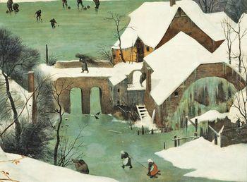 Myśliwi na śniegu, detal, Bruegel