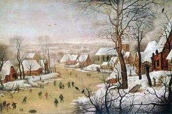 Zimowy pejzaż z łyżwiarzami i pułapką na ptaki, Bruegel