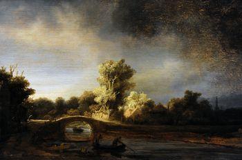 Pejzaż z kamiennym mostem, Rembrandt